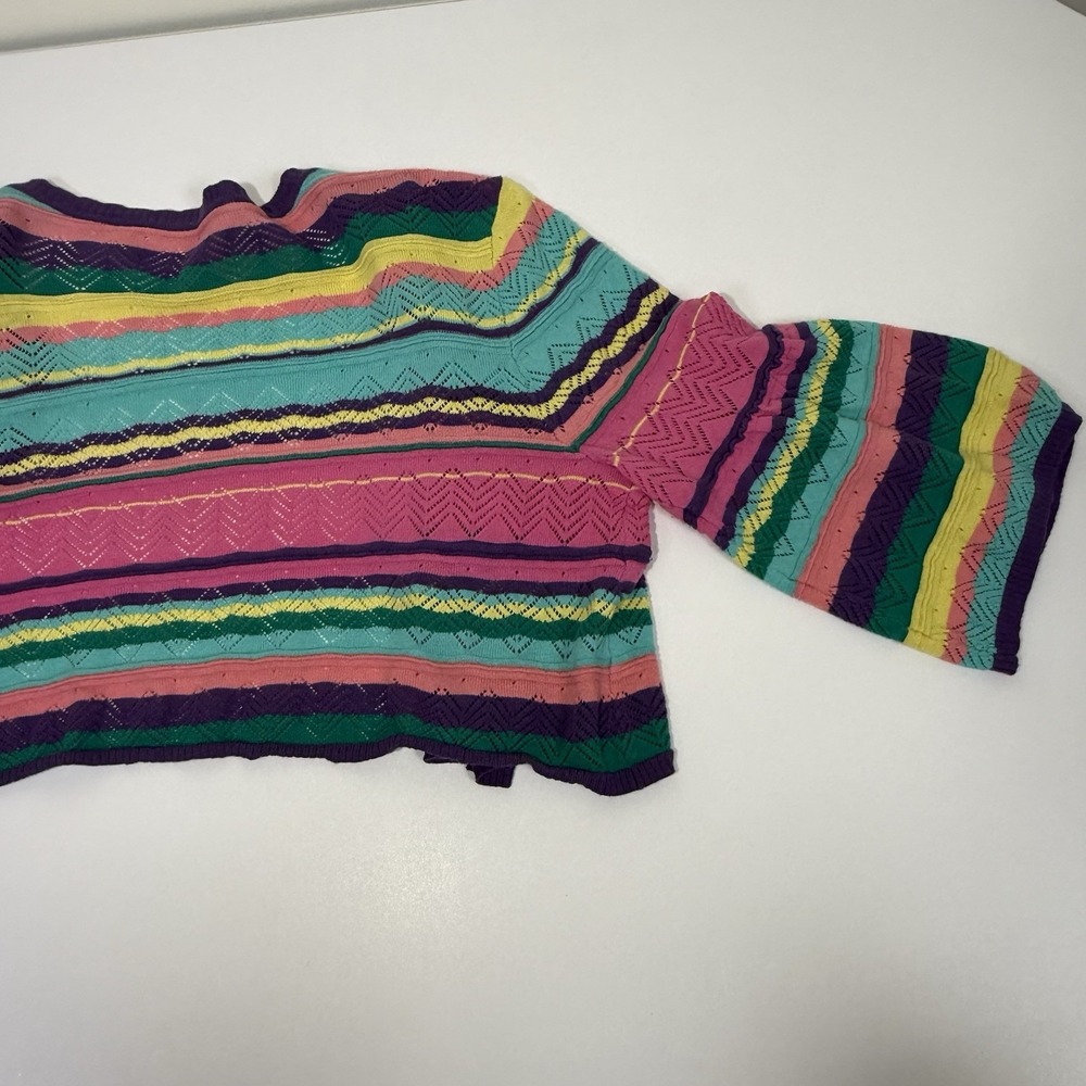 Soft Surroundings Sweater Women's XL Colorful Stripe Cardigan Bell Sleeve Top - Picture 10 of 12